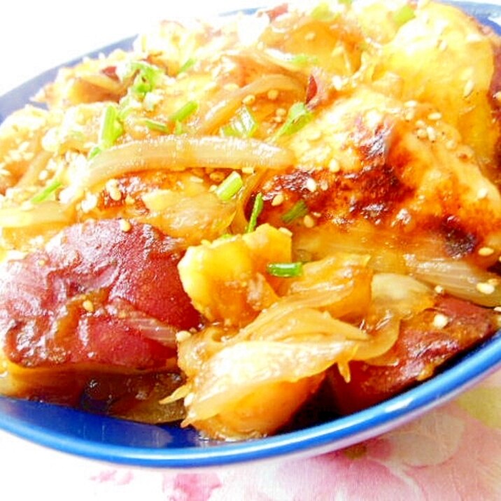うなぎのタレde❤鶏胸肉と薩摩芋の甘旨炒め❤